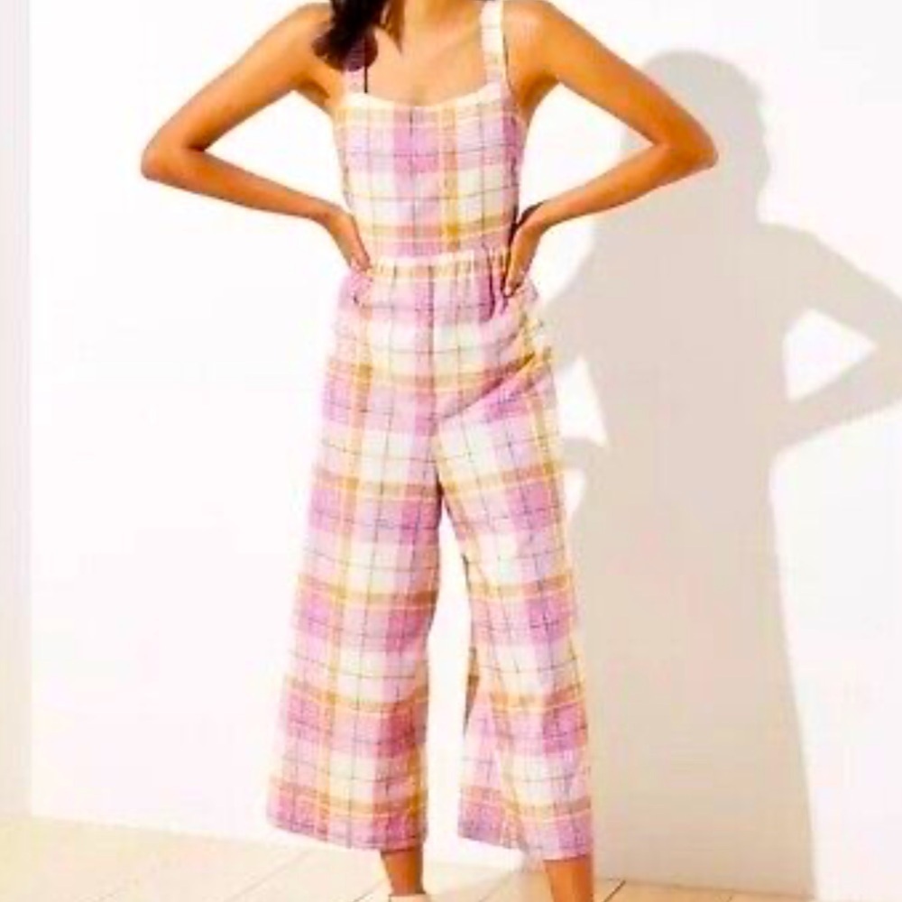 Loft Beach Plaid Tie Back Romper Size XS Summer